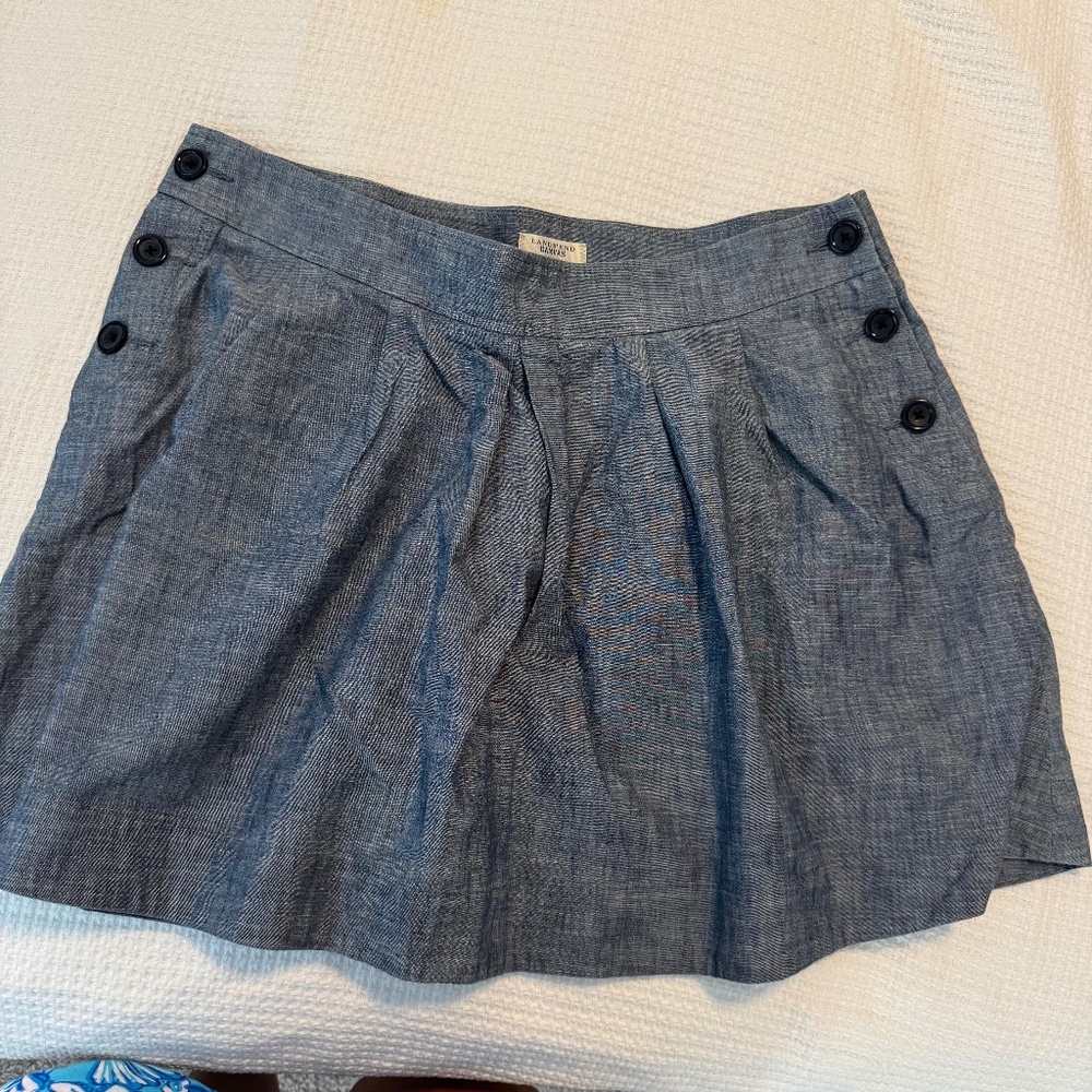 Lands' End Canvas Chambray Cotton Skirt Size 14 NWOT